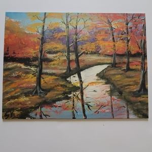 Fall in the meadow, acrylic painting